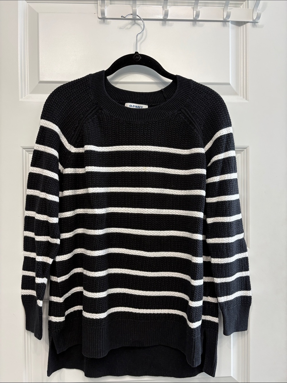Old Navy women’s Black & White Striped Crewneck Sweater